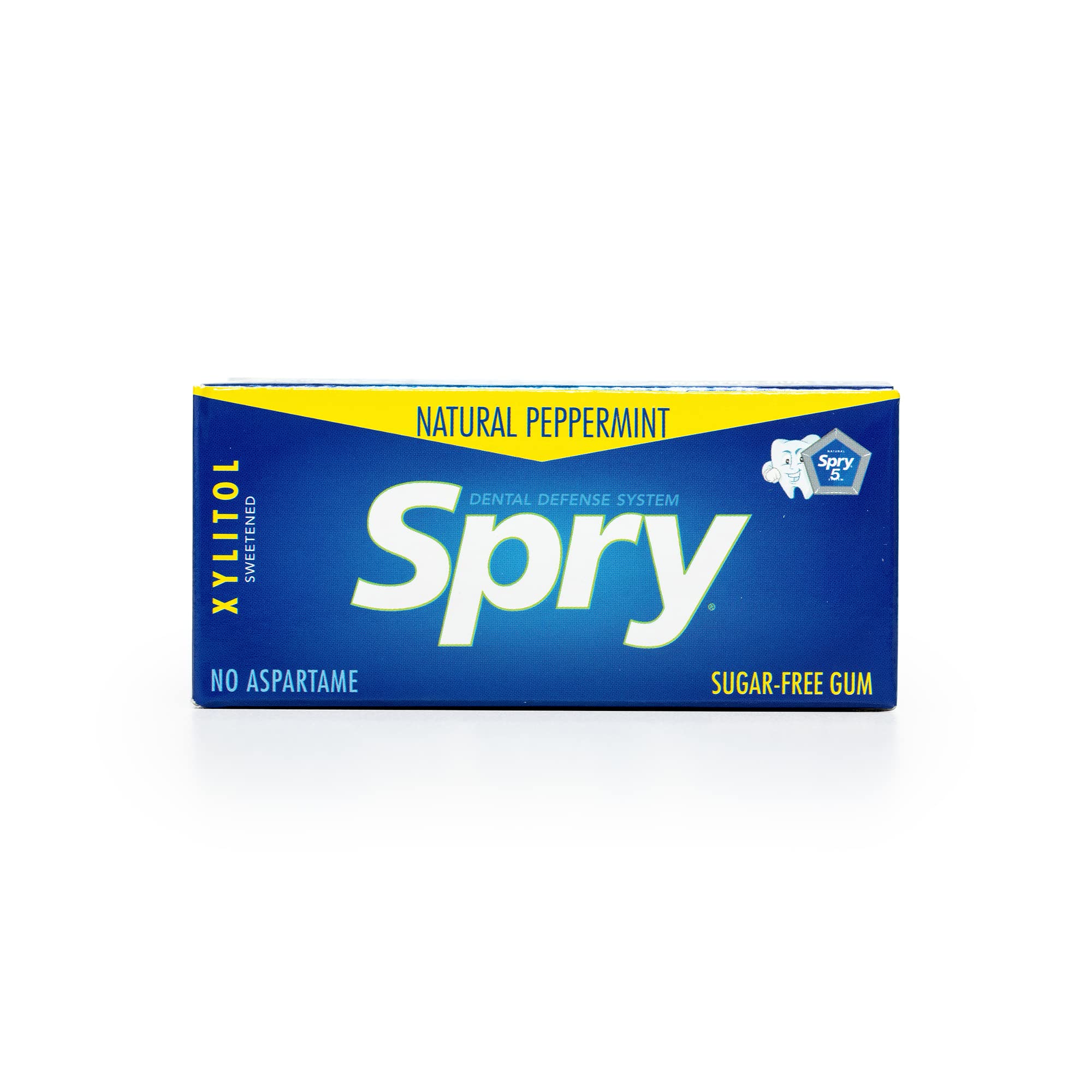 Spry Fresh Natural Xylitol Chewing Gum Dental Defense System - Aspartame-Free, Sugar-Free, Non-GMO, Gluten-Free (Peppermint, 10 Count Blister Cards