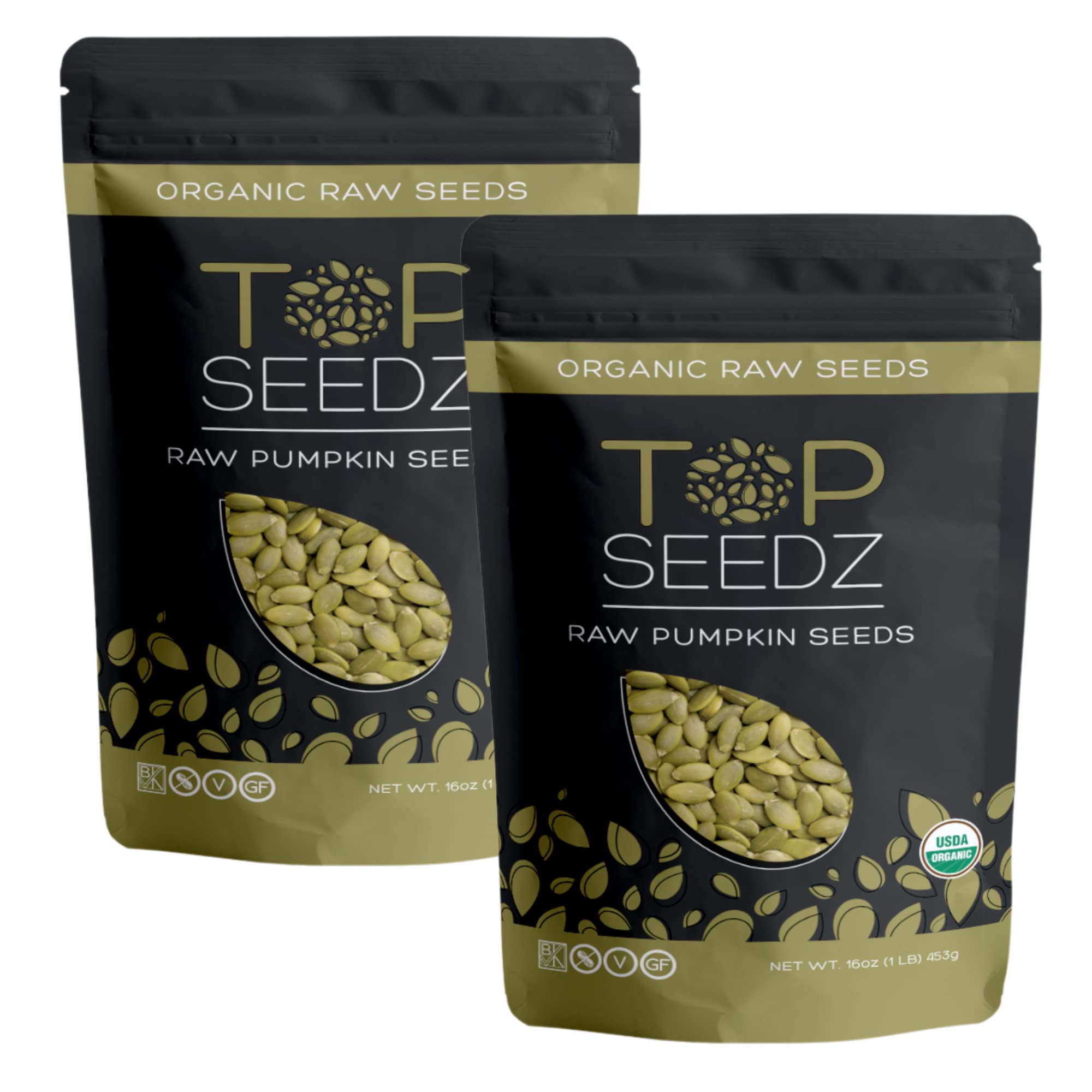 Top Seedz Certified USDA Organic Raw Pumpkin Seeds (Pepitas)| Premium Fresh and Unsalted, Shell-Free Pumpkin Seeds | Gluten-Free, Nut-Free, Vegan