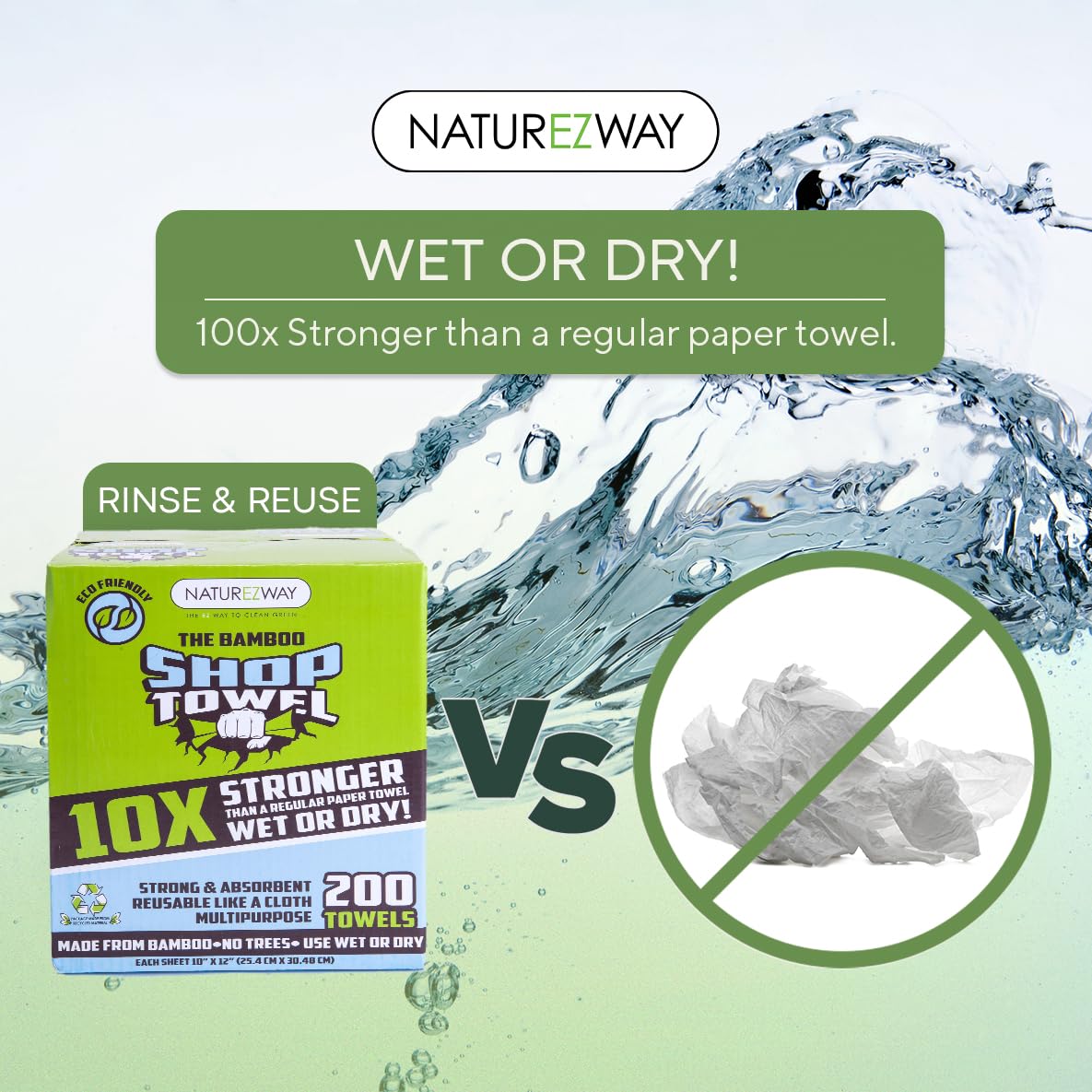 NatureZway Premium Shop Towels - 200 Sheets per Box: Ultra-Absorbent, Eco-Conscious & Durable - Ideal for Car Enthusiasts