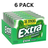 Long Lasting Flavor Spearmint Extra Gum 35 Sticks (Pack of 6), Sugar Free Chewing Gum Mega Pack, Spearmint Chewing Gum Bulk With Laiby Sticker