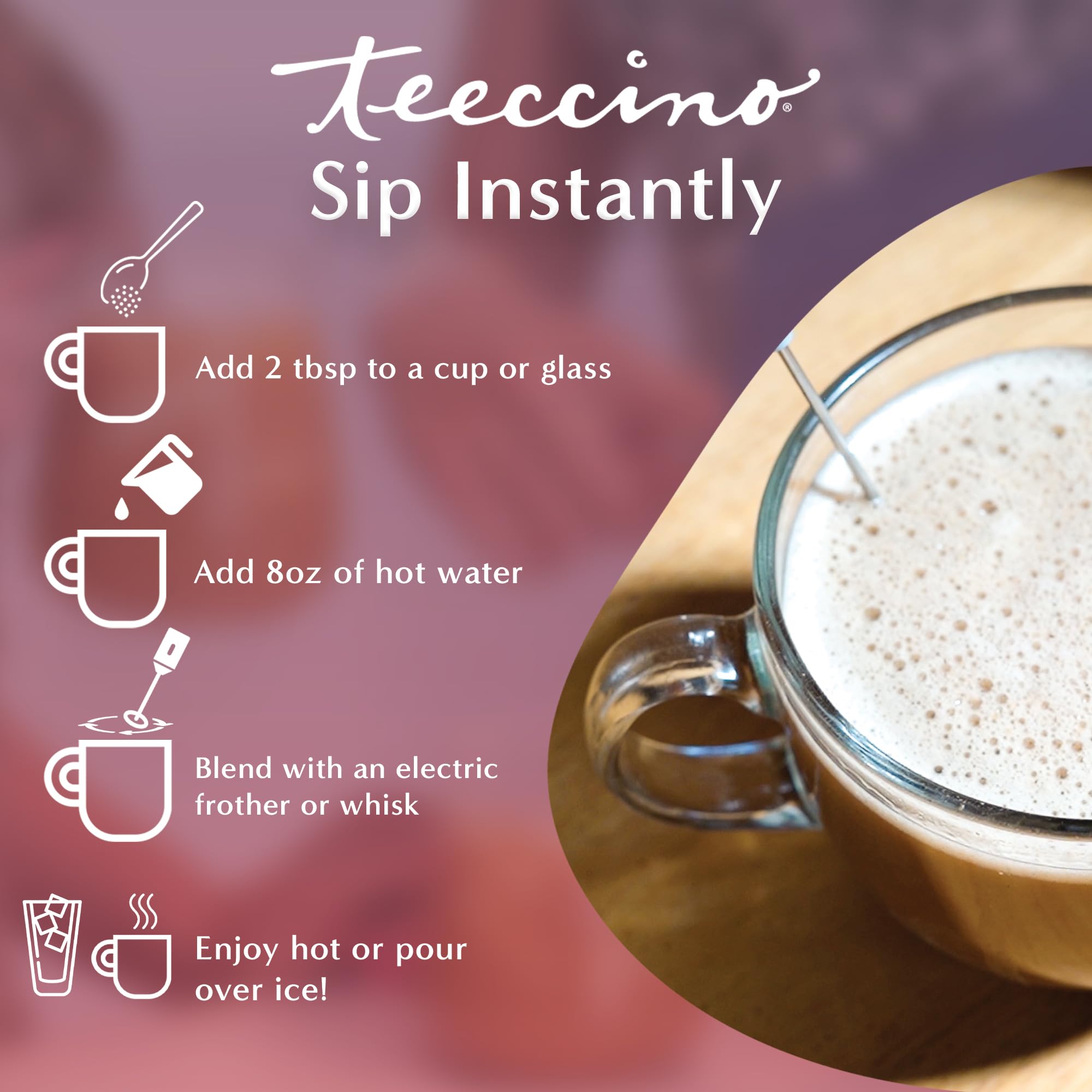 Teeccino Organic Instant Vanilla Nut Herbal Latte - 14 Servings - Creamy Oat & Coconut Latte Plus MCT Oil with Vanilla & Dates Accenting Roasted