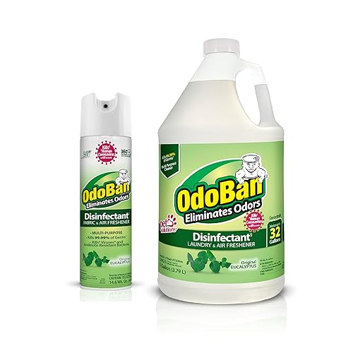 OdoBan Ready-to-Use Disinfectant and Odor Eliminator, Set of 2, 14.6 Ounce 360-Degree Continuous Spray Air Freshener and 1 Gallon Multi-Purpose