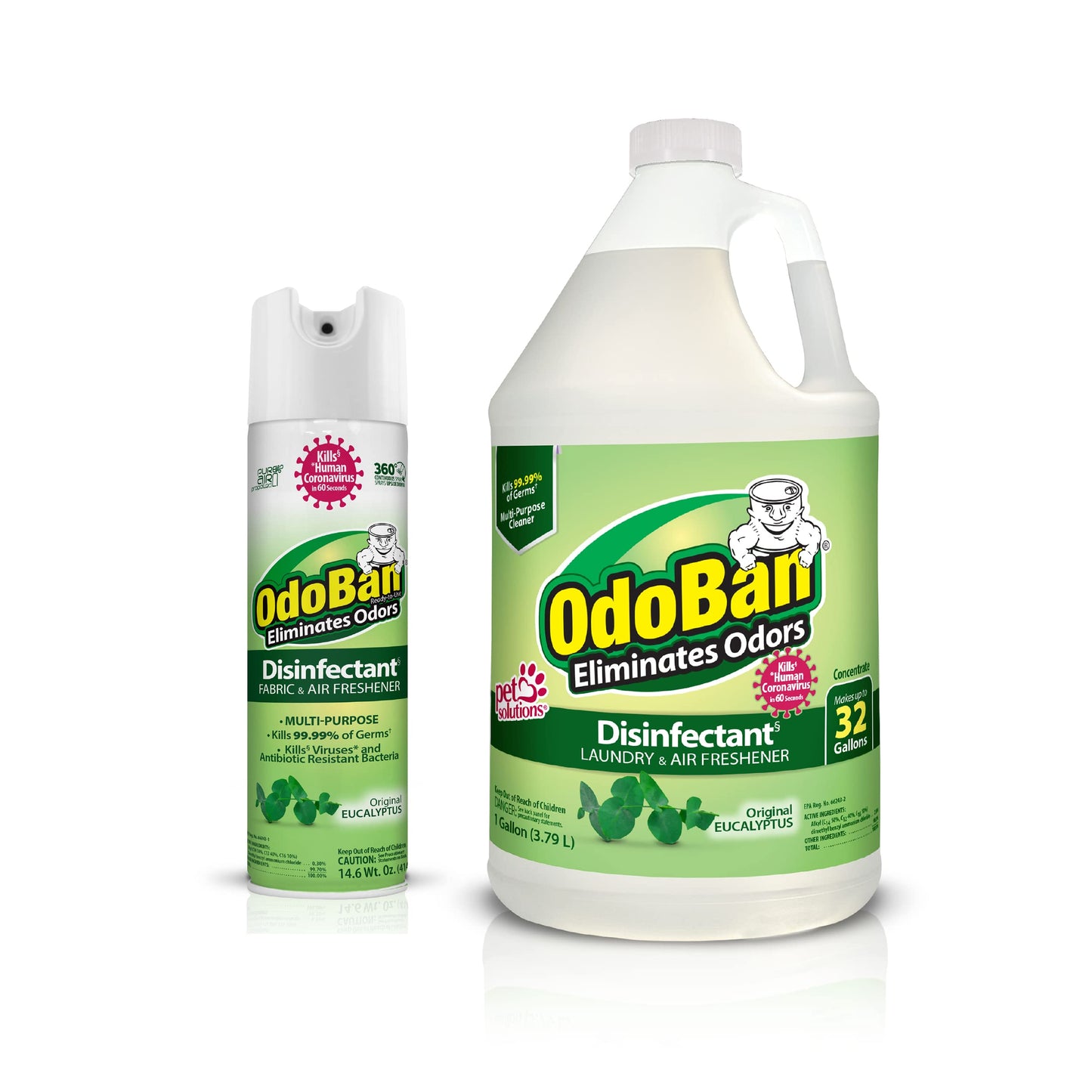 OdoBan Ready-to-Use Disinfectant and Odor Eliminator, Set of 2, 14.6 Ounce 360-Degree Continuous Spray Air Freshener and 1 Gallon Multi-Purpose