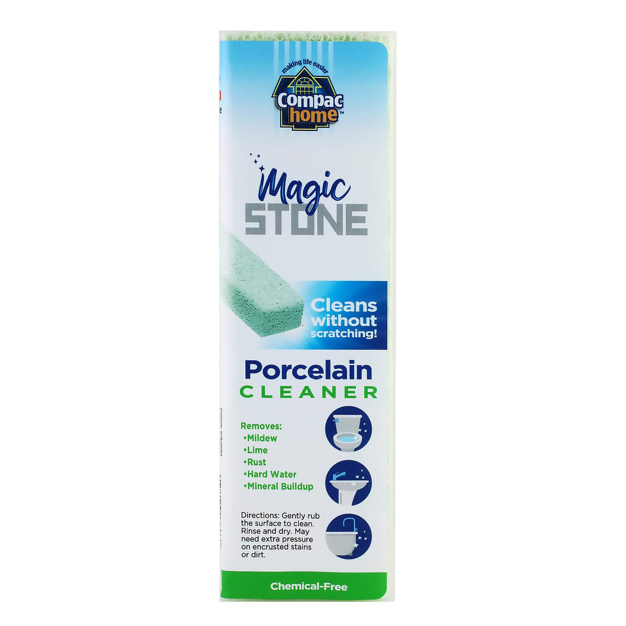 Compac's Magic-Stone Porcelain Cleaning Stick - Toilet Bowl Cleaner, Advanced Green Technology, Handy Toilet Cleaner Easily Scrubs/Removes Stubborn