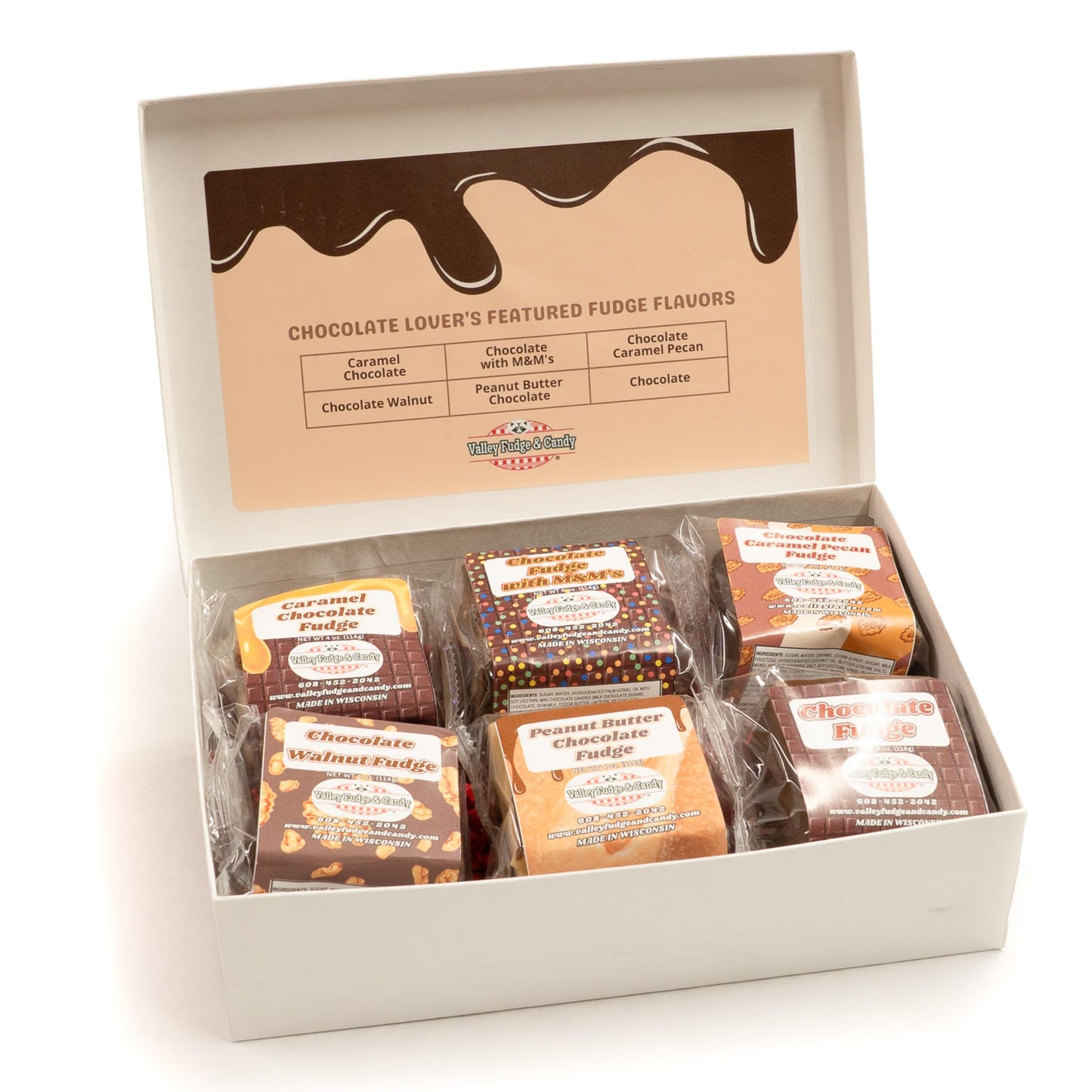 Valley Fudge, Chocolate Lover’s Gift Box, Fresh Artisan Fudge, Real Butter, Bulk Gourmet Candy, Individually Wrapped, Birthday, Thank You