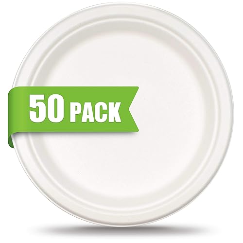 Green Earth - Natural Bagasse (Sugarcane Fiber) Tree Free 10" Paper Plate / Biodegradable / Compostable (50 Counts Disposable Plates?