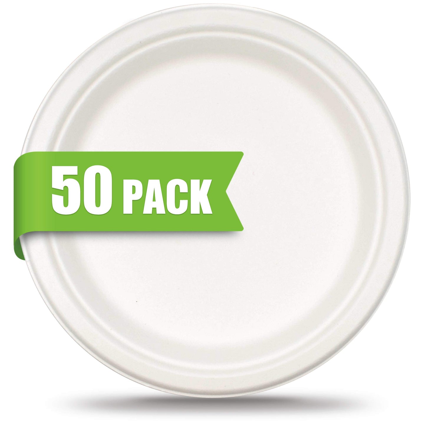 Green Earth - Natural Bagasse (Sugarcane Fiber) Tree Free 10" Paper Plate / Biodegradable / Compostable (50 Counts Disposable Plates?
