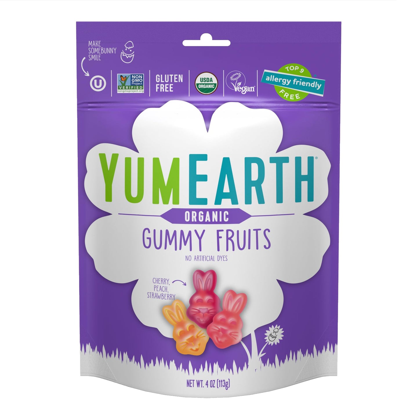 YumEarth Easter Candy Organic Gummy Fruits, 4 Ounce - Spring Fruit Flavors - Allergy Friendly, Gluten Free, Non-GMO, Vegan, No Artificial Dyes