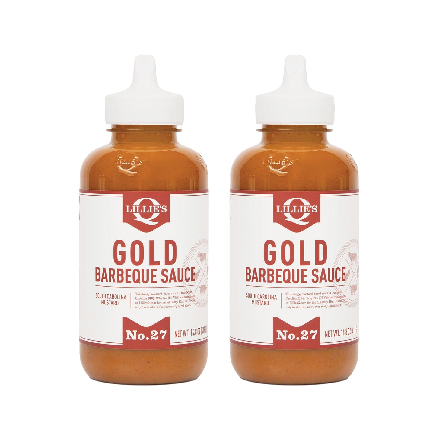 Lillie's Q - Gold Barbeque Sauce, Gourmet Mustard BBQ Flavor (14.8 oz, 2-pack)
