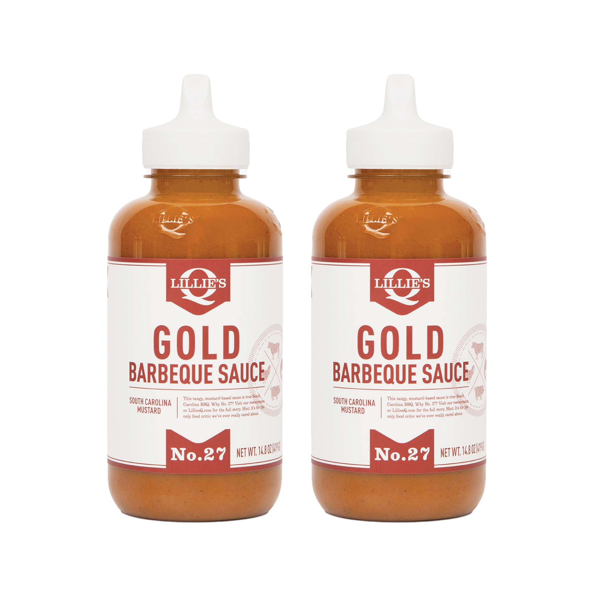 Lillie's Q - Gold Barbeque Sauce, Gourmet Mustard BBQ Flavor (14.8 oz, 2-pack)