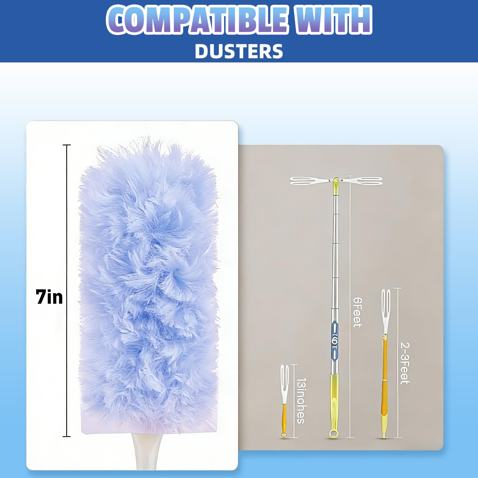 360° Duster Refills Compatible for Swiffer Duster, 20-Pack Heavy Duty Dusting Kit with 1 Extended Handle 3FT + 1 Short Handle, Multi-Surface Cleaning