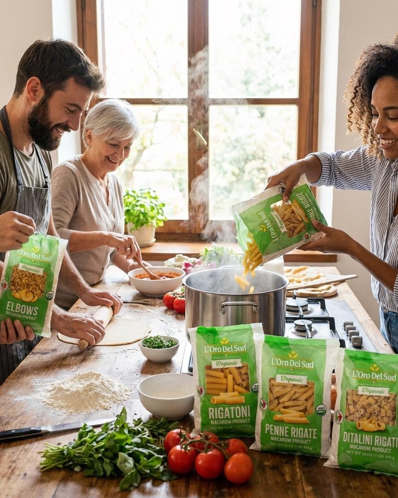 L'Oro Del Sud Organic Ditalini Pasta, 100% Durum Wheat, Ditali Italian Pasta, Tubetti Premium Quality Product of Italy, 16 Ounce (Pack of 4)