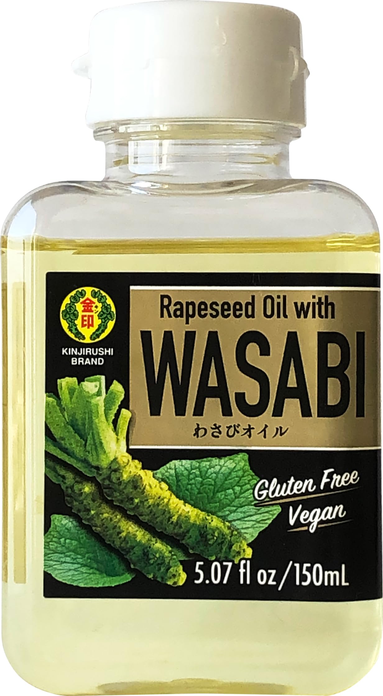 Kinjirushi Gourmet Wasabi Oil (Rapeseed Oil) (5.07 oz) Poke, Spicy, Umami, Dashi, Ramen, Soba, Udon, Ceviche, Noodles, Salads, Dressings, Carpaccio