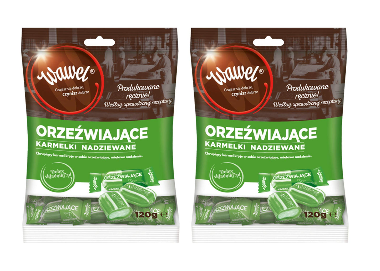 WAWEL CUKIERKI ORZEZWIAJACE KARMELKI NADZIEWANE MINT CANDIES 120G (4.23OZ) 2PACK