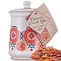 Dried Whole hot Chili Peppers in Italian Handmade Ceramic Jar, Herb, Spice & Seasoning Gifts, ARTIGIANI DEI SAPORI, Product of Italy, Net Weight 0.7