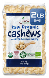 Organic Raw Cashews 2 LB Bag, Gluten-Free, Non-GMO, Vegan, Whole Raw Nuts, Unsalted, Unroasted, Crunchy & Healthy Snack, For Baking & Cooking by Jiva