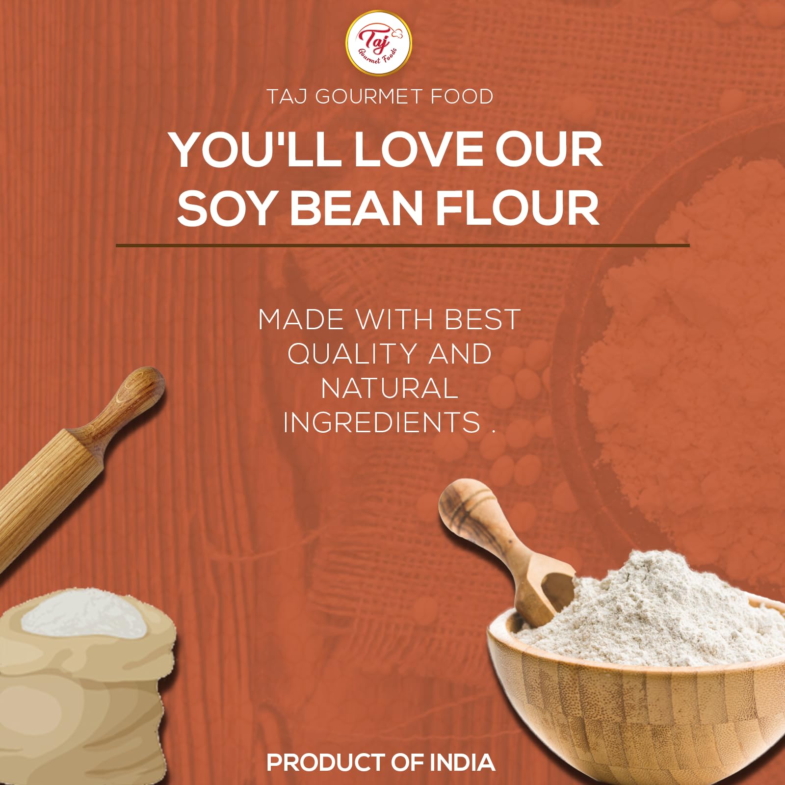 TAJ Soya Bean Flour 2-Pounds | Soy Bean Flour | All-Natural