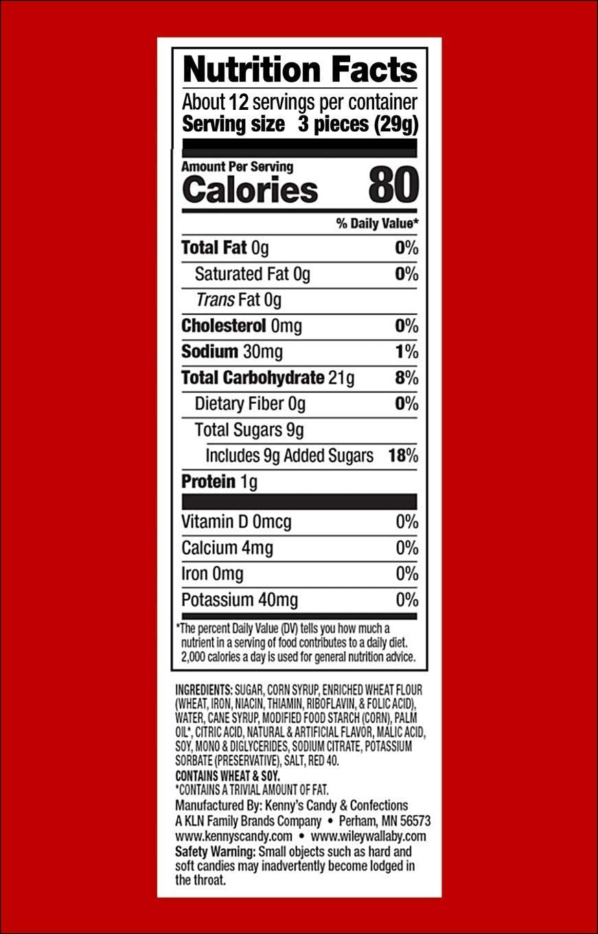 Wiley Wallaby Licorice, Classic Red Twists, 12 Ounce Bag