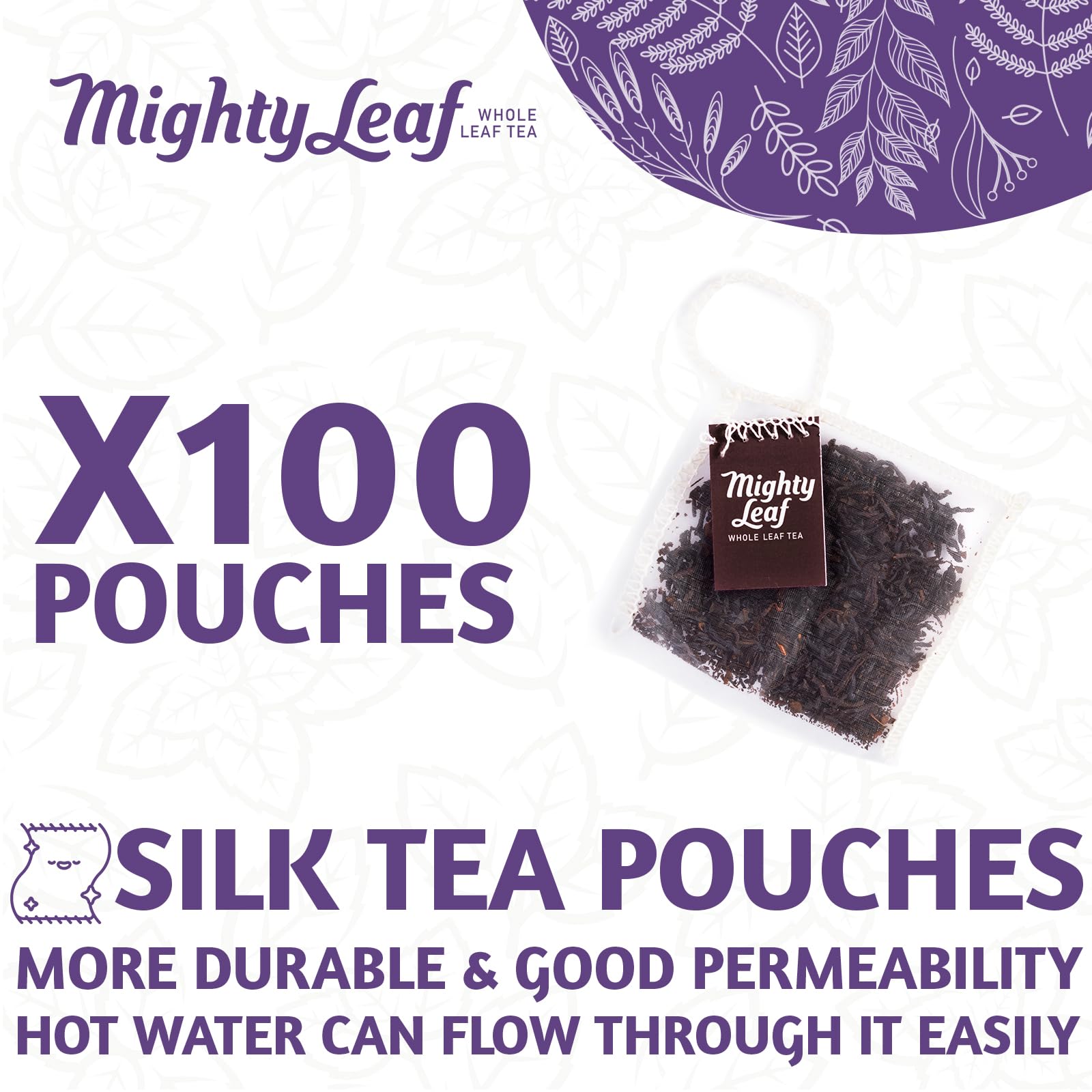 Mighty Leaf Vanilla Bean Black Tea - Foil-Wrapped - Premium Black Tea wi - 100 Count Tea Pouches - Premium Tea with Rich Flavor - Individually Wrapped