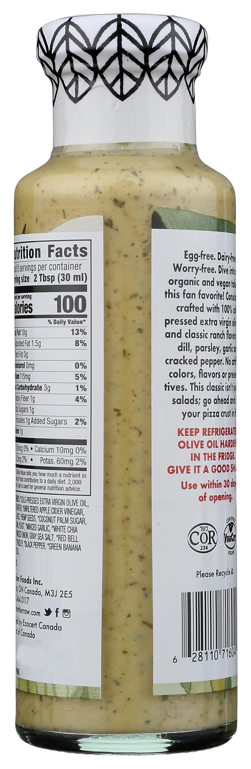 Mother Raw, Dressing Marinade Ranch Organic, 8 Fl Oz
