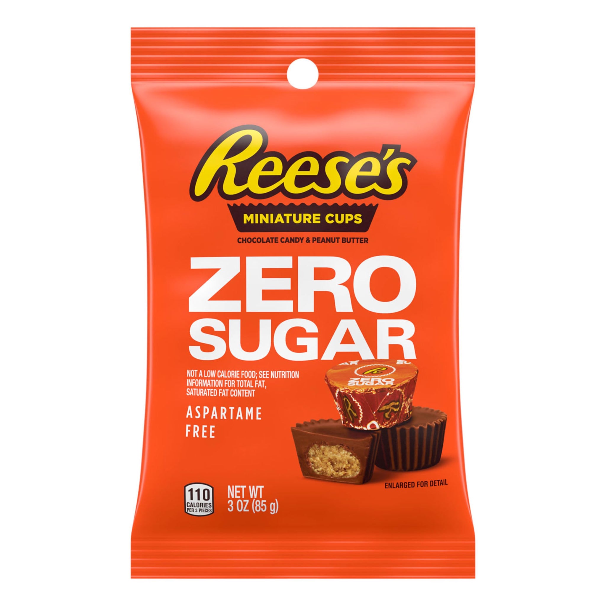 REESE'S Zero Sugar Miniatures Chocolate Peanut Butter Cups, Candy Bags, 3 oz (12 Count)