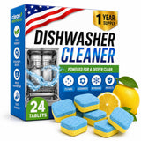 Dishwasher Cleaner Deodorizer Tablets, 24 Pack Dishwasher Cleaning Tablets Descaler Pods for Limescale, Calcium & Hard Water Stains, Lemon Dishwasher
