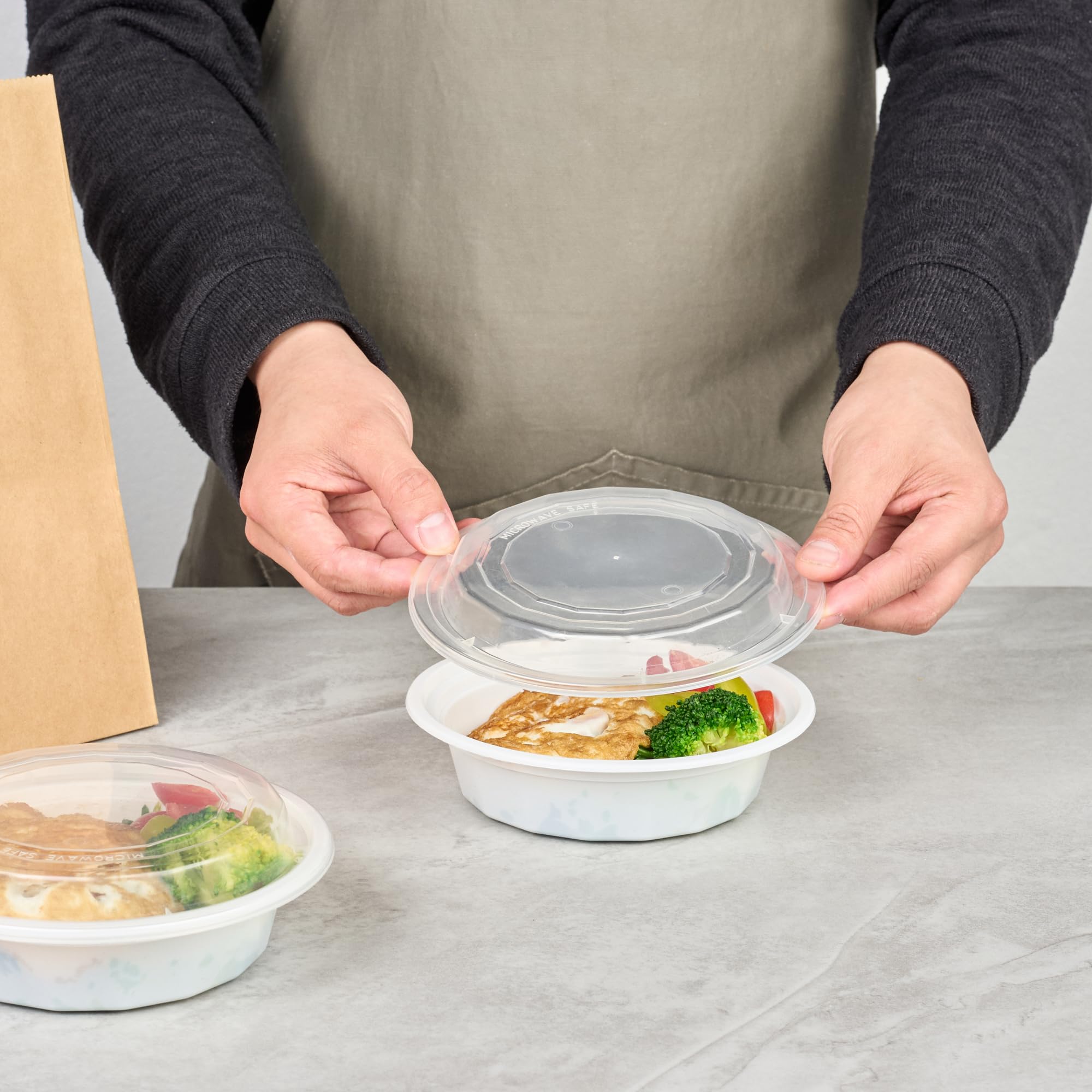 Restaurantware Asporto 16 Ounce To Go Boxes 100 Microwavable Take Out Food Containers - Clear Plastic Lids Included Do Not Contain BPA White Plastic