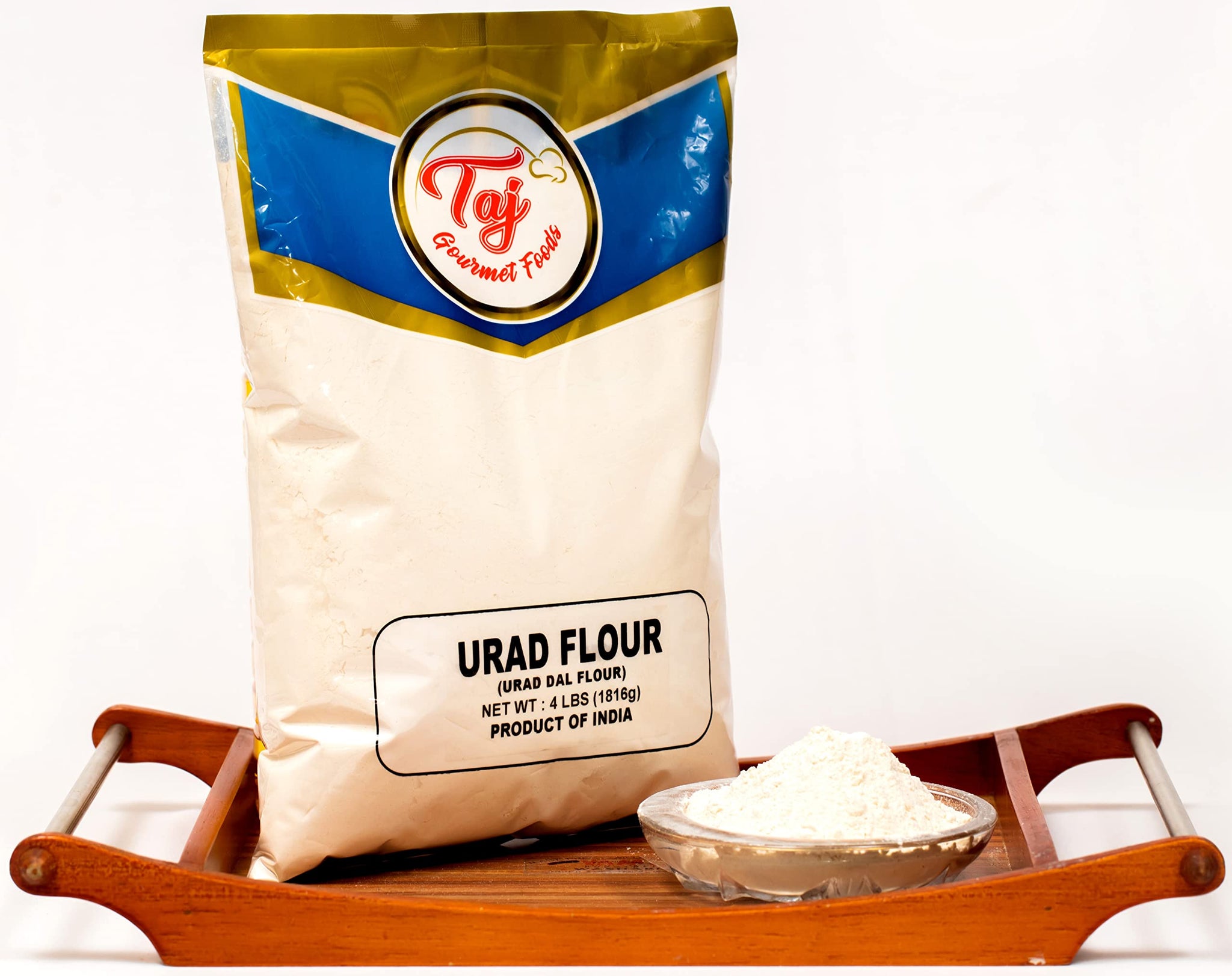 TAJ Premium Urad Flour (White Lentil Flour, Udad Flour), (4-Pounds (NEW))