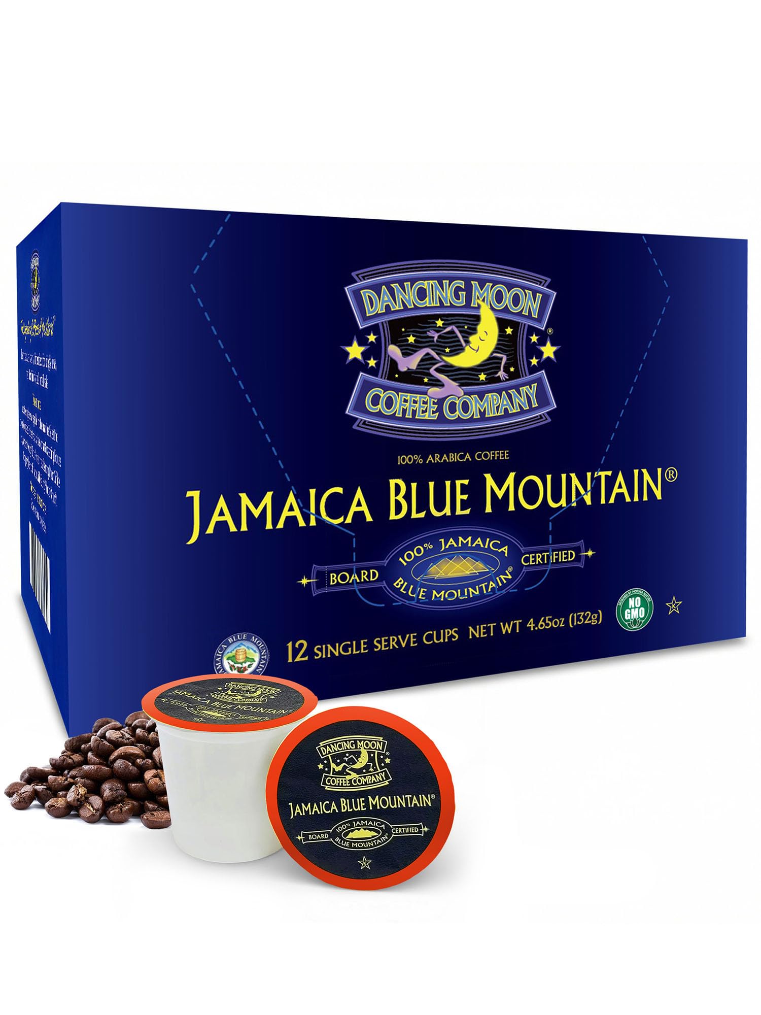 Dancing Moon Coffee Pods - 100% Jamaica Blue Mountain Medium Roast - K-Cup Compatible Keurig Coffee Pods - Small-Batch Crafted, Supports Military