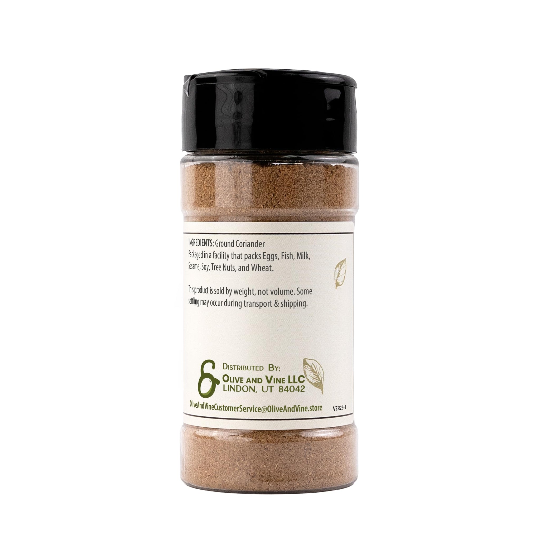 Olive & Vine Coriander Seed Powder, Earthy Flavor, For Curries & Marinades, Rich Tradition, Authentic Taste, For Global Recipes (2 Ounce)