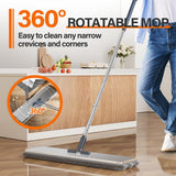 SWIFTIRON Flat Mop and Bucket for Home with Extra Refills, Stainless Steel Mop and Bucket with Wringer, Hands-Free Mop, Wet and Dry Use Mop with Long