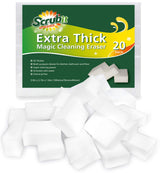 (20 Pack) Extra Thick Magic Sponge Eraser by SCRUBIT- Kitchen, Bathroom, Floor and Wall Cleaner - Miracle Melamine Cleaning Sponges- Durable Long