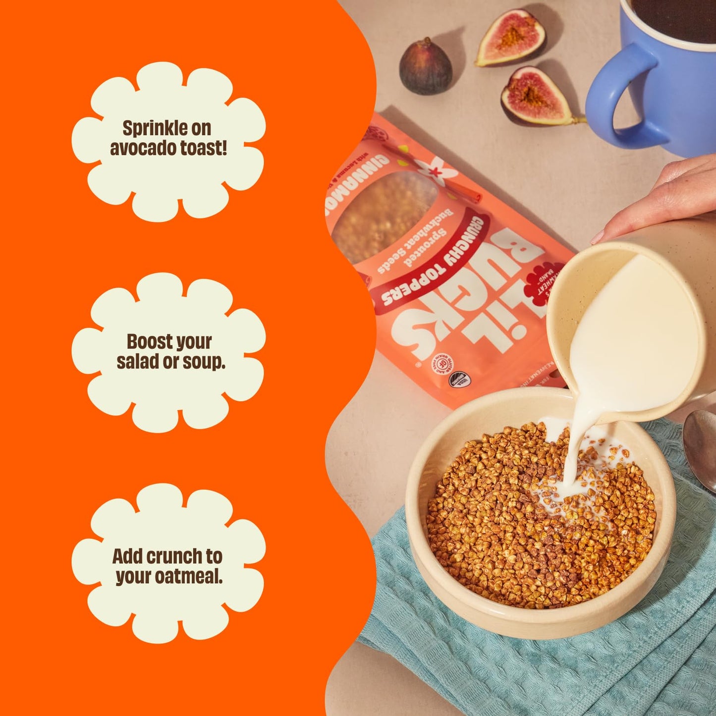 Lil Bucks Sprouted Regeneratively Grown Buckwheat Seeds- Paleo Cereal, Gluten-Free Granola, High in Protein, Low Sugar, Organic Superseed Crunch