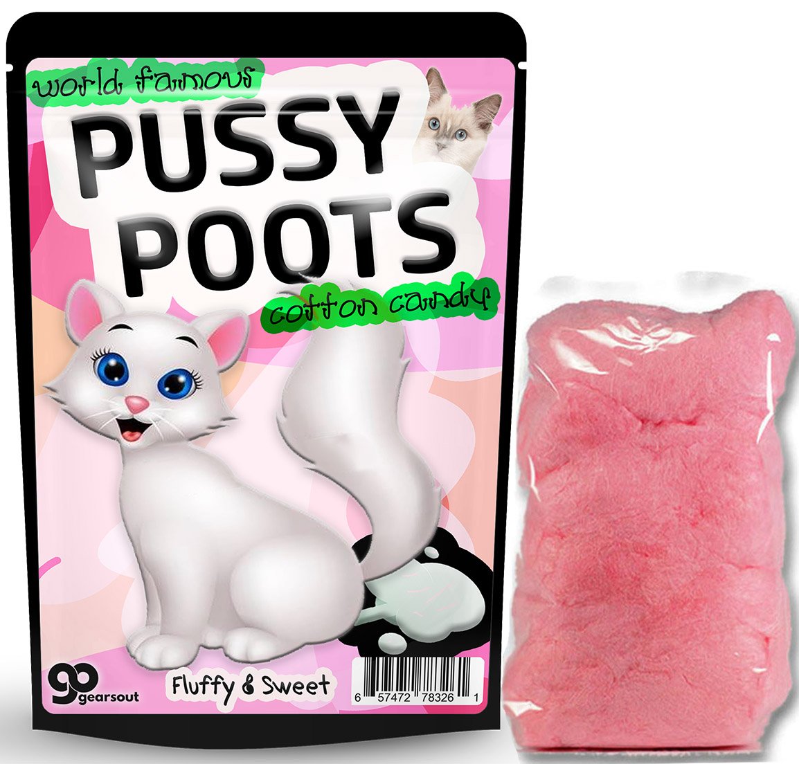 Funny Cat Lovers Cotton Candy Gag Gift for Adults Stocking Stuffers Men Kitty Owners Lady Man Strawberry Novelty Gluten-Free Made in America