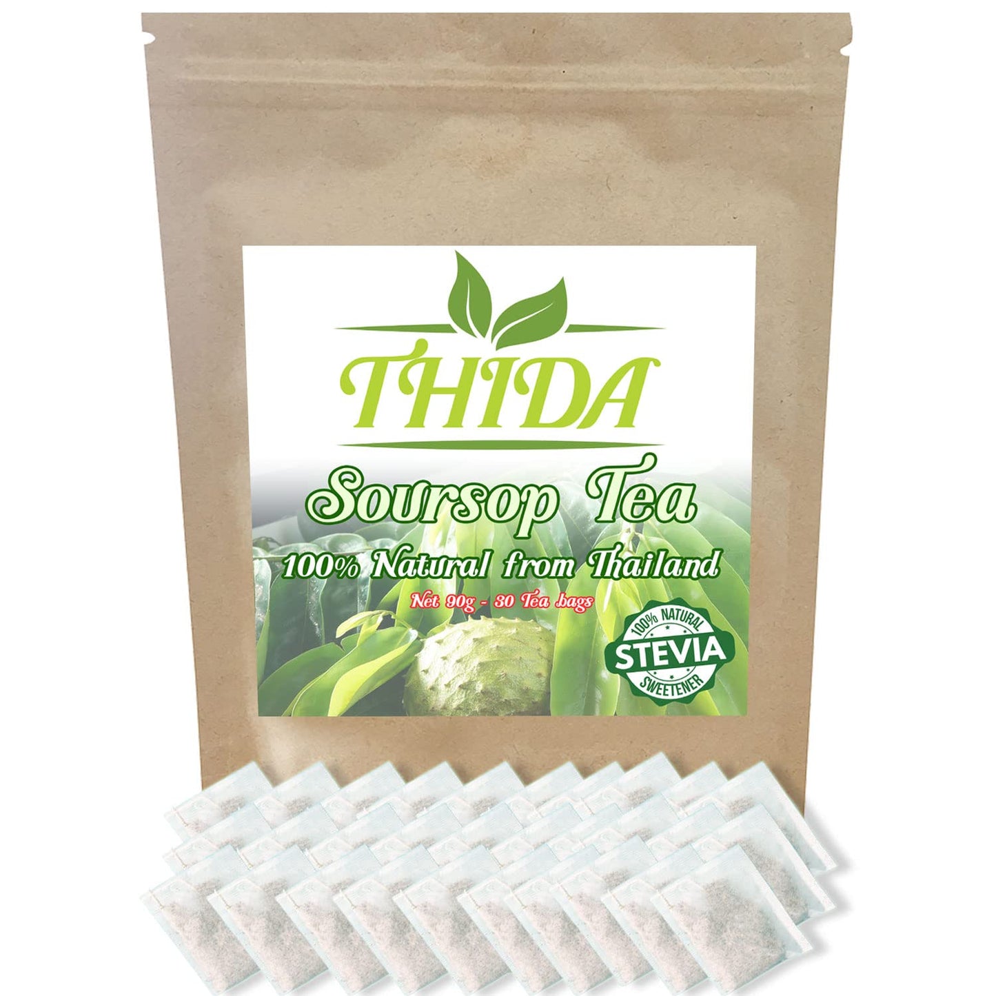 Soursop Tea 30 Bags | Soursop Leaves | Asian Herbal Life Tea From Guanabana Leaves | Graviola Soursop Fruit Tea Supply From Thailand