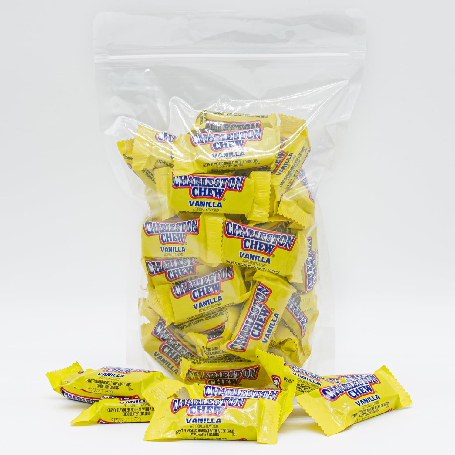 CHEW Candy 1 lb - Anti Melt Pack, Bulk Resealable Bag, Individually Wrapped (54 Pieces), Soft Vanilla Nougat, Gluten & Peanut Free