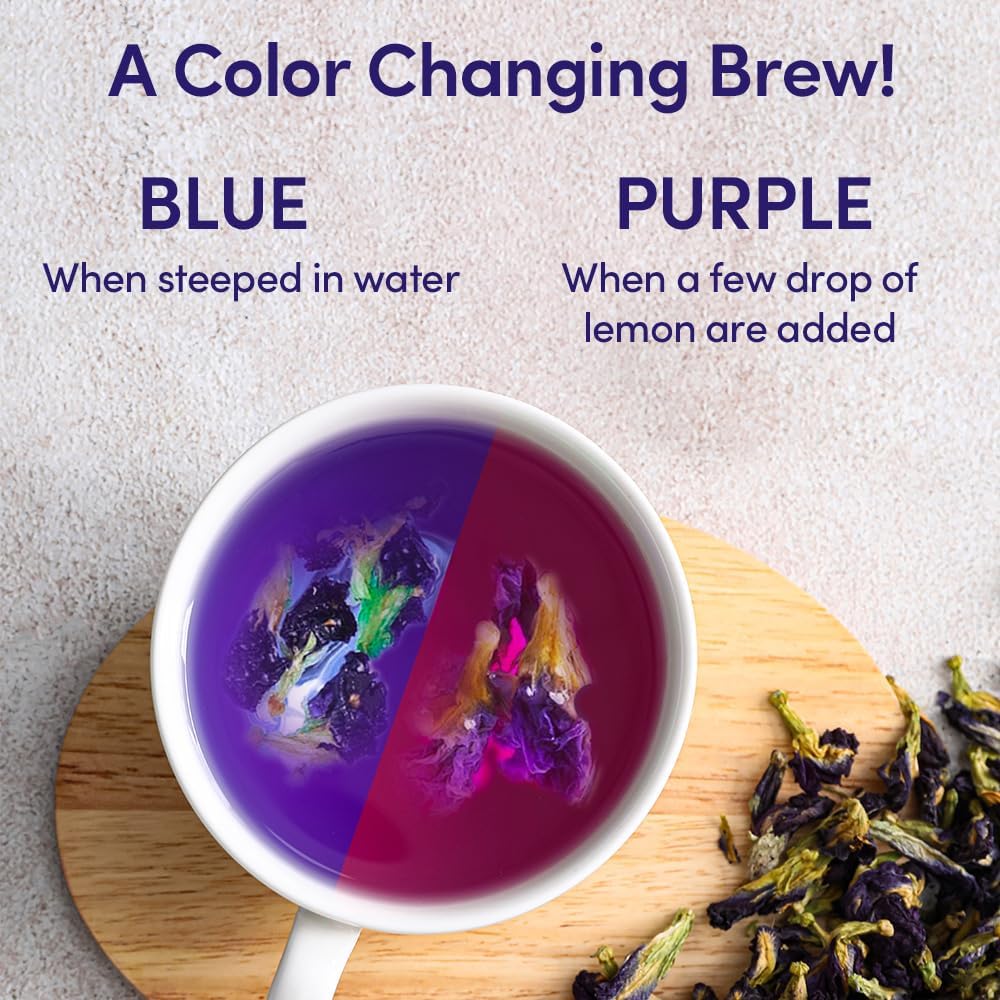 VAHDAM, Butterfly Pea Flower (15 Pyramid Bags) Vegan, Non-GMO | Delicate & Earthy | Direct From Source - Plant-Based Biodegradable | Brew Iced Tea