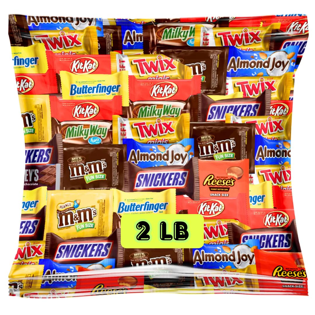 Assorted Fun-Size Chocolate Candy Mix - Bulk Variety Bag - Individually Wrapped Minis for Parties, Gift Baskets, Candy Buffets, Office Treats