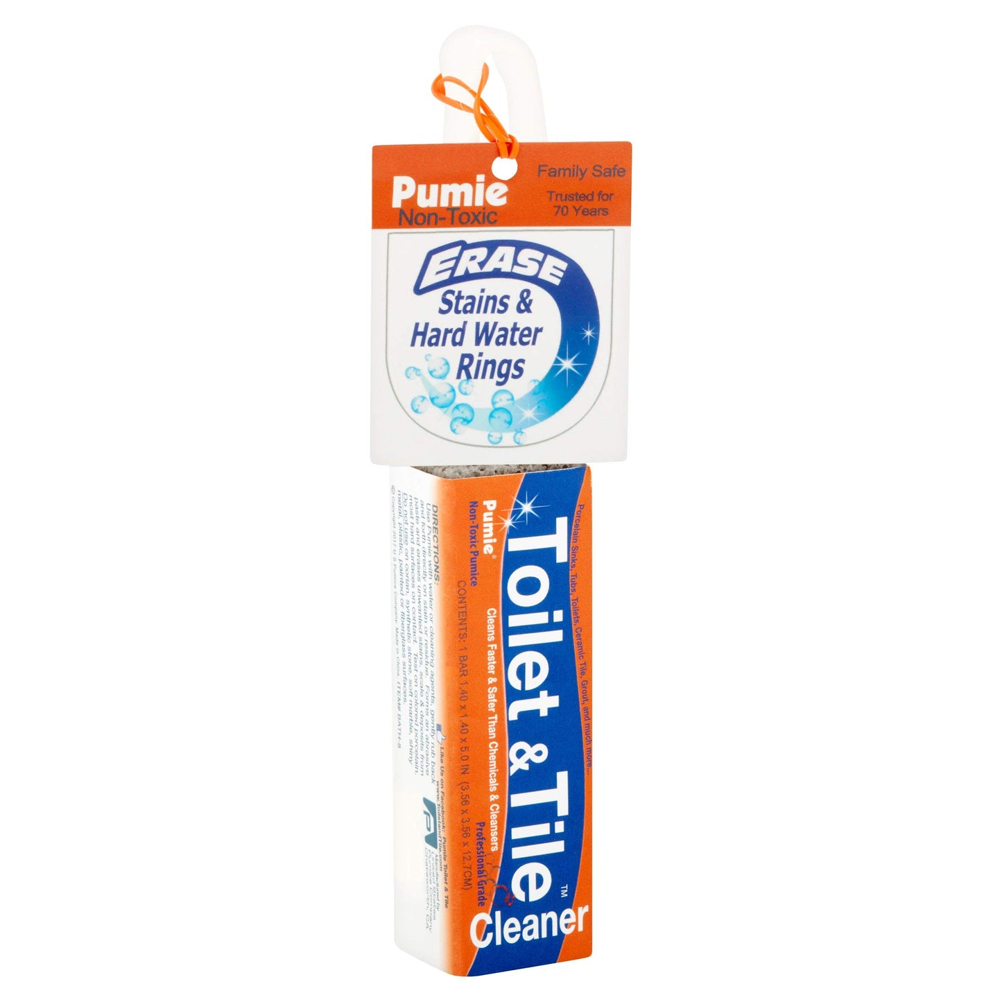 PUMIE Toilet & Tile Pumice Cleaner, Pumice Stick with Handle, Multi-Function Toilet Bowl Ring Remover by US Pumice, Bath-8, Pack of 4