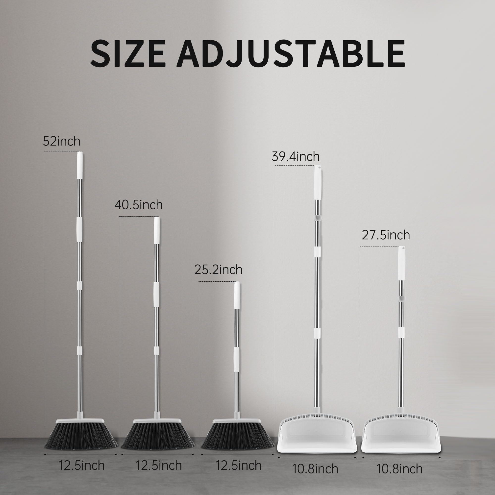 OPTTIDI Broom with Dustpan Combo Set, Hand Broom and Dustpan Set for Sweeping Indoor Angle Broom for Home Office Kitchen Lobby Floor Pet Hair