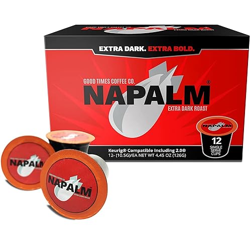 Napalm Coffee Single Serve Pods - Extra Dark Roast, Bold & Strong, Arabica, 12 Count (Pack of 1)