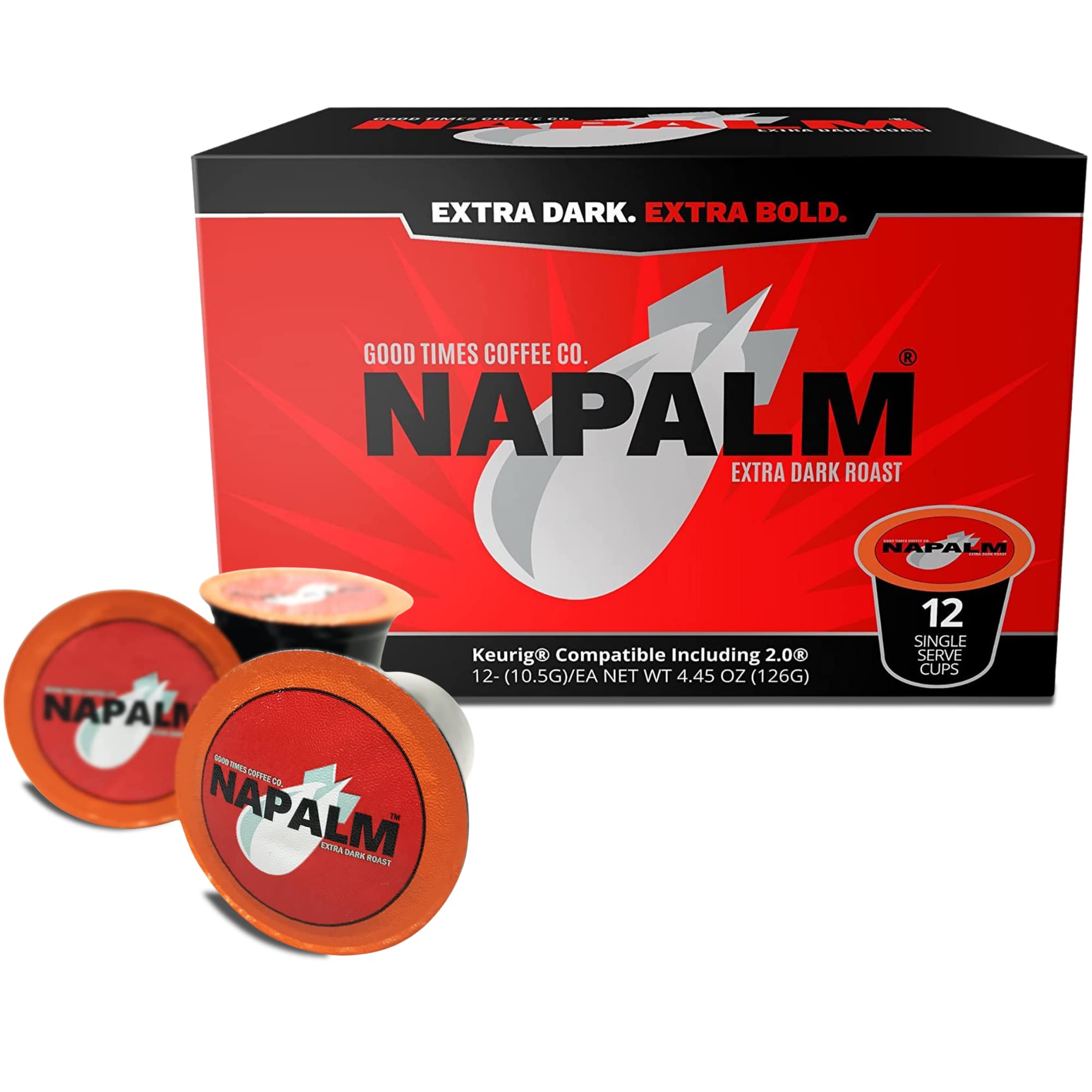 Napalm Coffee Single Serve Pods - Extra Dark Roast, Bold & Strong, Arabica, 12 Count (Pack of 1)
