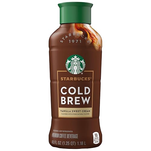 Starbucks Cold Brew Coffee, Vanilla Sweet Cream, 40 Fl Oz Bottle, Naturally Flavored, Colombian Blend, Iced Coffee Drink