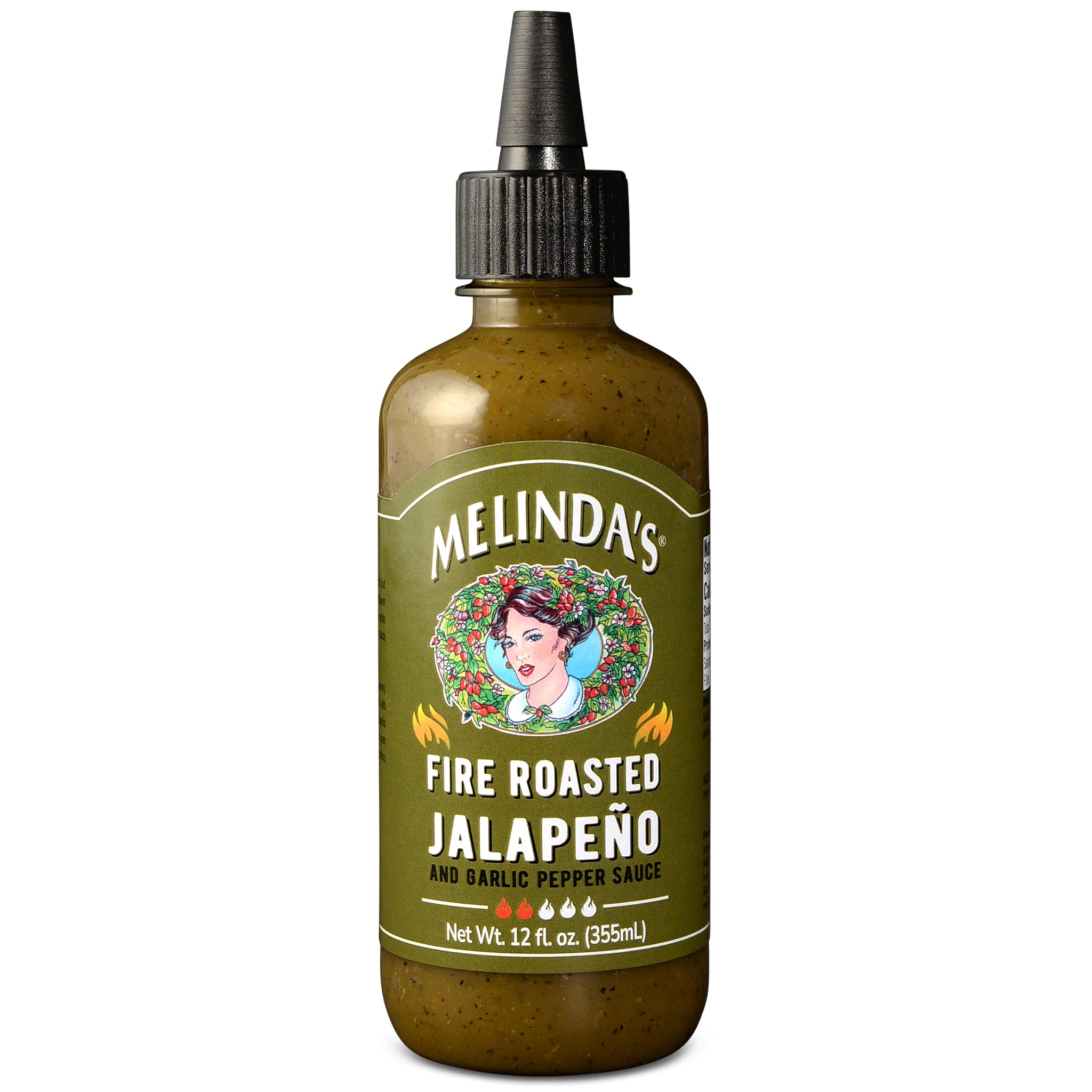 Melinda's Fire Roasted Jalapeño Hot Sauce with Aromatic Garlic - 12oz, 1 Pack - Gourmet Green Pepper Sauce Perfect for Grilled Meats & Veggies, Tacos