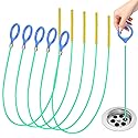 Drain Cleaner Spiral, Pack of 5, Anti-Brupture Steel Drain Spiral Drain Cleaner Sticks, 90 cm Pipe Cleaning Spiral Flexible Spiral Drain Pipe Cleaning