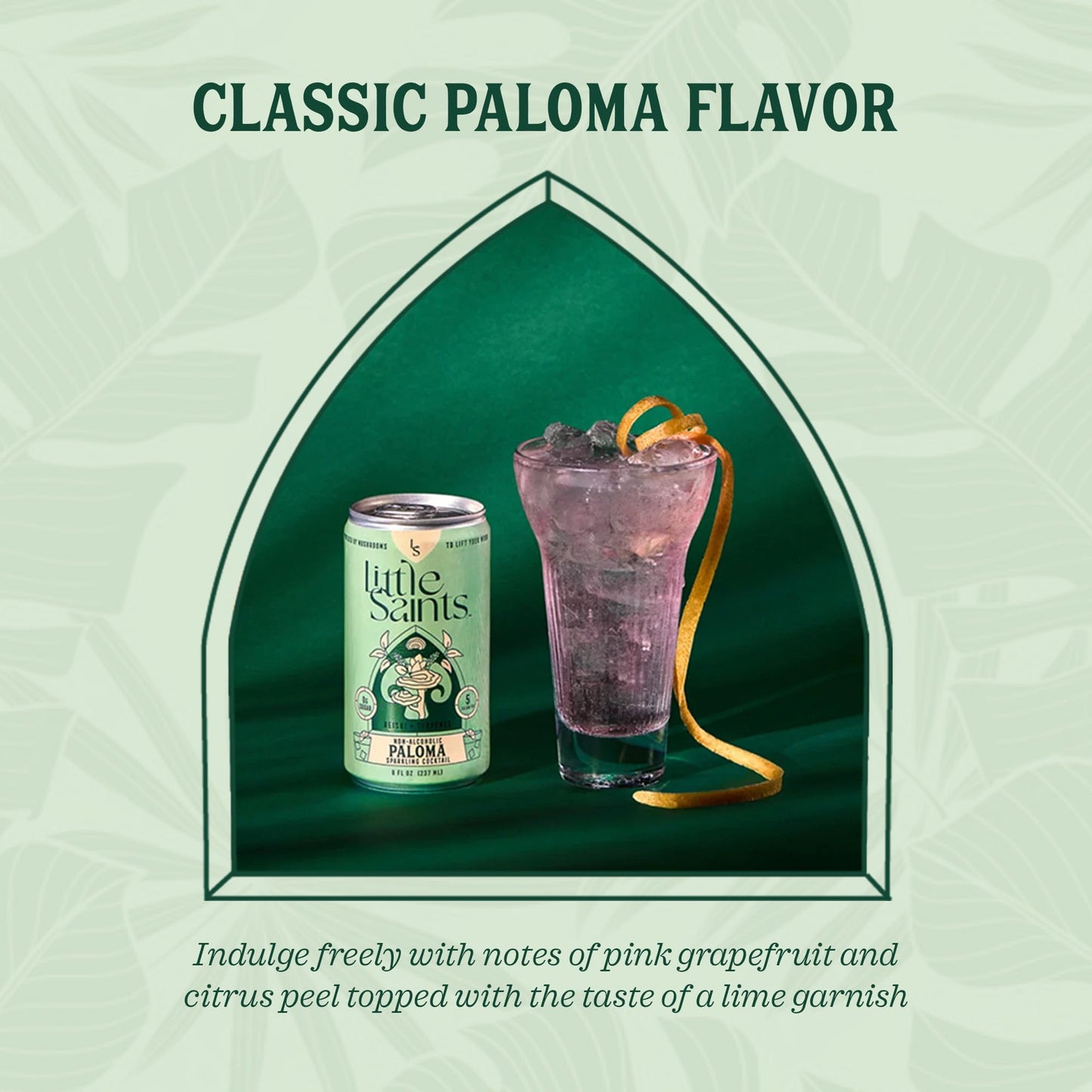Little Saints Non-Alcoholic Paloma Mocktail | Bright, Sparkling & Citrus Forward | Crafted with Reishi Mushroom & Adaptogens for Calm & Ease | 5