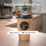 TeaVoila Instant Brew Tea in A Cup - Organic Loose Leaf Oolong Tea - Tea Infuser Built In Biocompostable 6 Cups, Each Refillable 3x, 18 Servings in