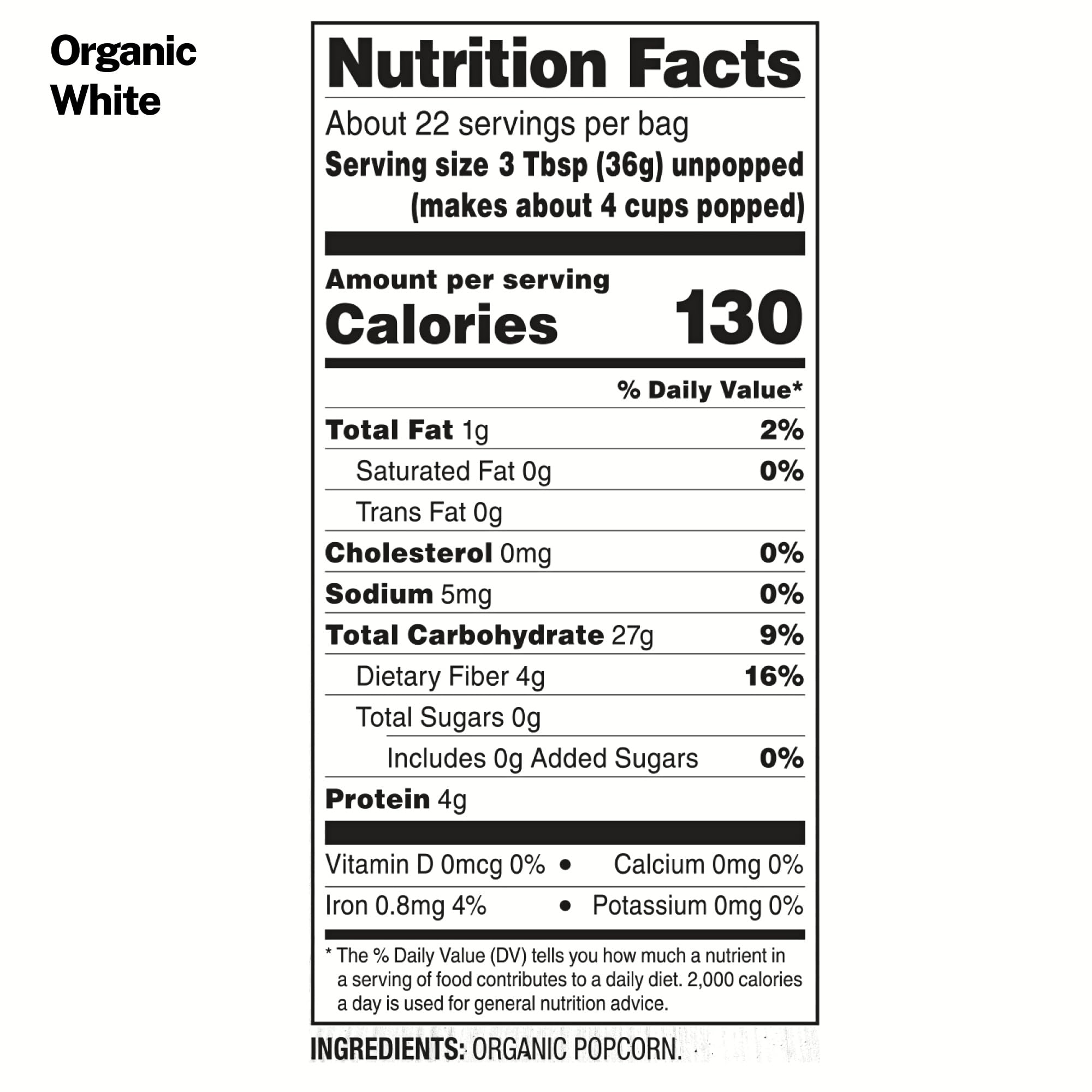 Black Jewell Organic White Popcorn Kernels, Organic Select White, 28.35oz (Pack of 2)