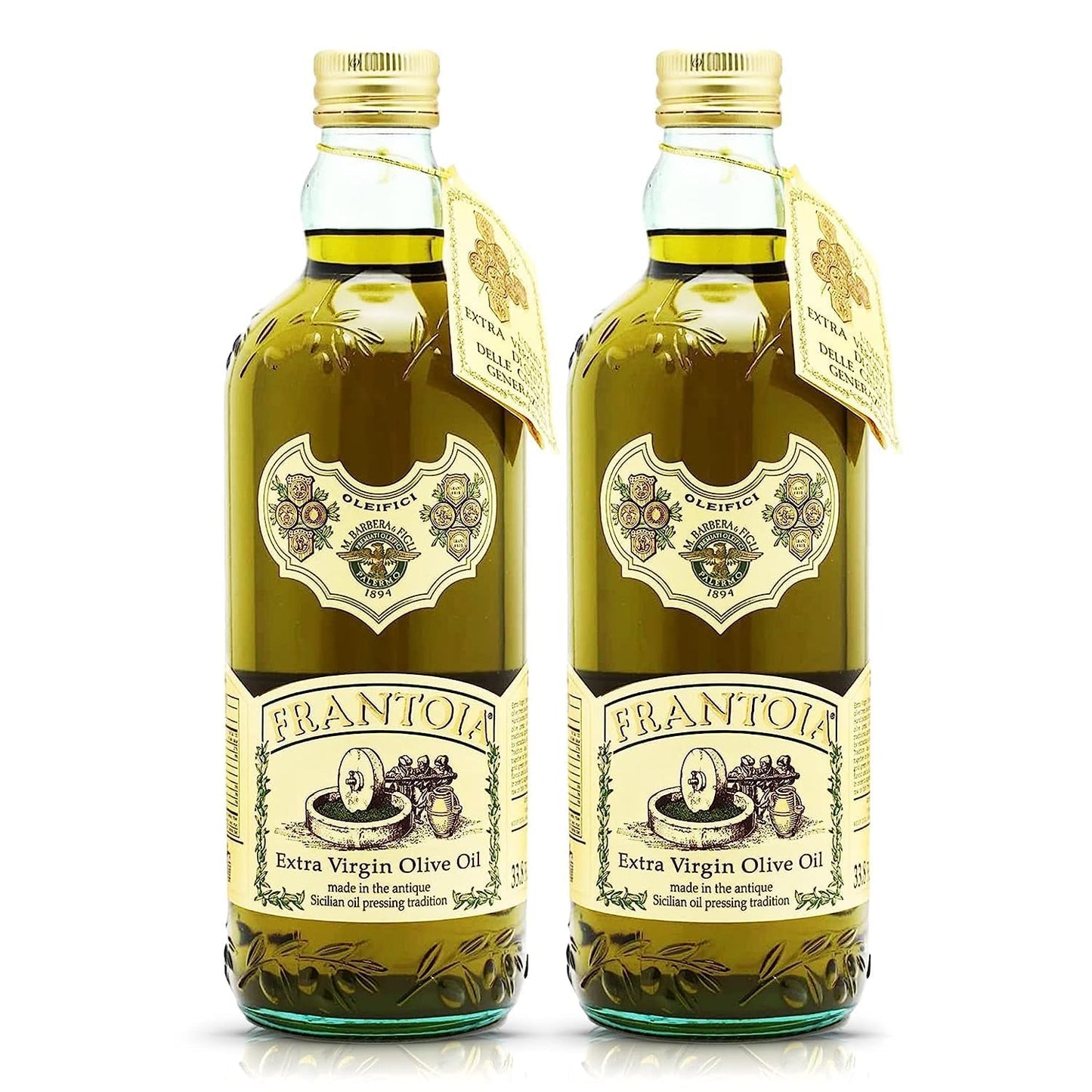 Frantoia Extra Virgin Olive Oil, 33.8 fl oz (1 Liter) - Award-Winning Sicilian EVOO Made from Biancolilla, Nocellara del Belice & Cerasuola Olives