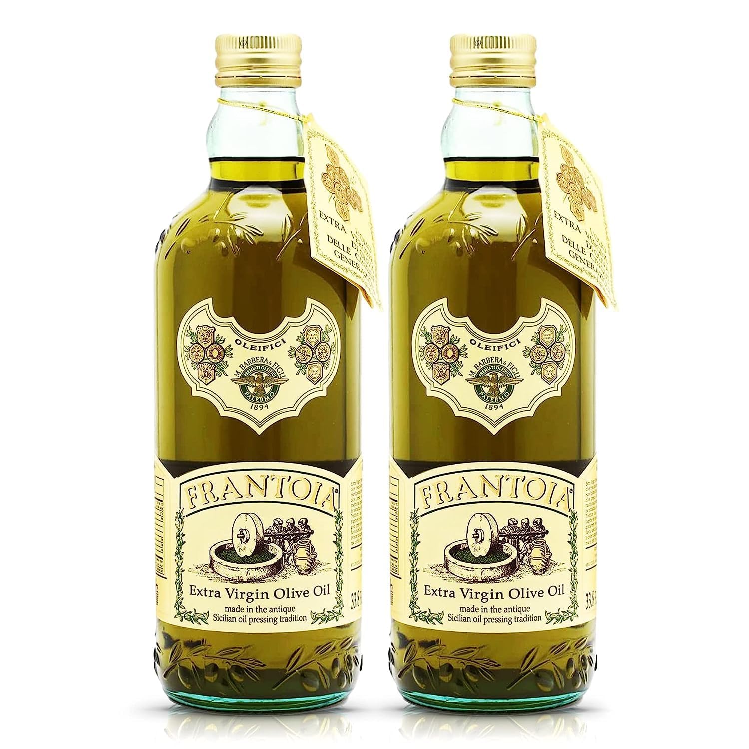 Frantoia Extra Virgin Olive Oil, 33.8 fl oz (1 Liter) - Award-Winning Sicilian EVOO Made from Biancolilla, Nocellara del Belice & Cerasuola Olives